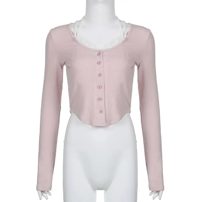 Pink Button Up Lace Cardigan for Fairy Charm Wardrobe - shirt