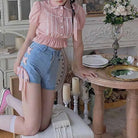 Pink Corset Lace Up Shorts for a Girly Summer Look - Cosparty