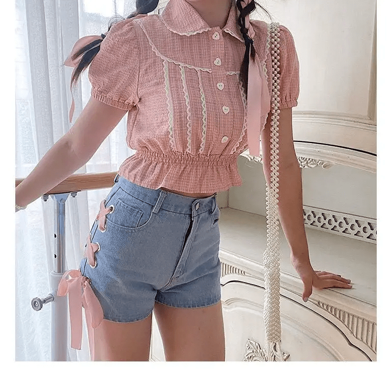 Pink Corset Lace Up Shorts for a Girly Summer Look - Cosparty