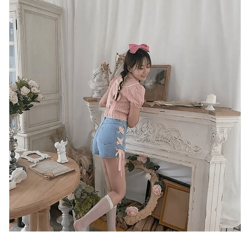 Pink Corset Lace Up Shorts for a Girly Summer Look - Cosparty