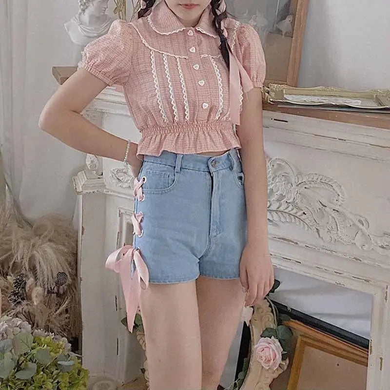 Pink Corset Lace Up Shorts for a Girly Summer Look - Shorts