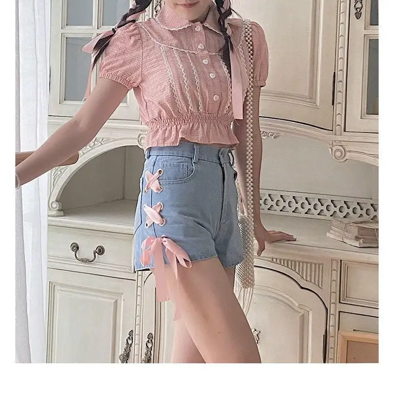 Pink Corset Lace Up Shorts for a Girly Summer Look - Shorts