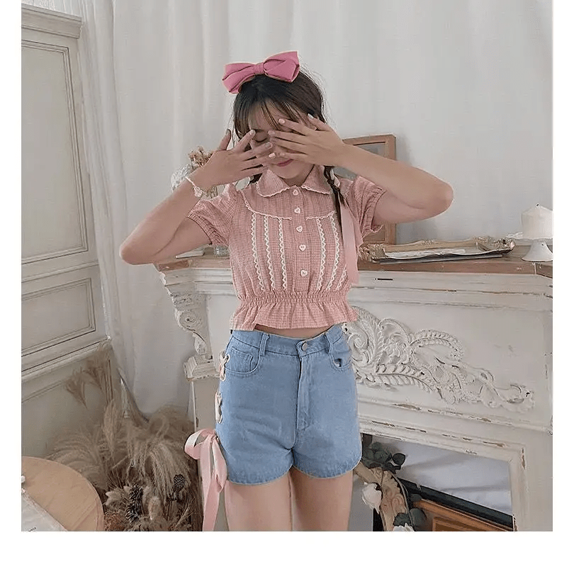 Pink Corset Lace Up Shorts for a Girly Summer Look - Cosparty