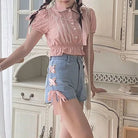 Pink Corset Lace Up Shorts for a Girly Summer Look - Cosparty