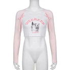 Pink Kitten Long Sleeve Crop Top for Angelcore and Fairycore Styles - shirt