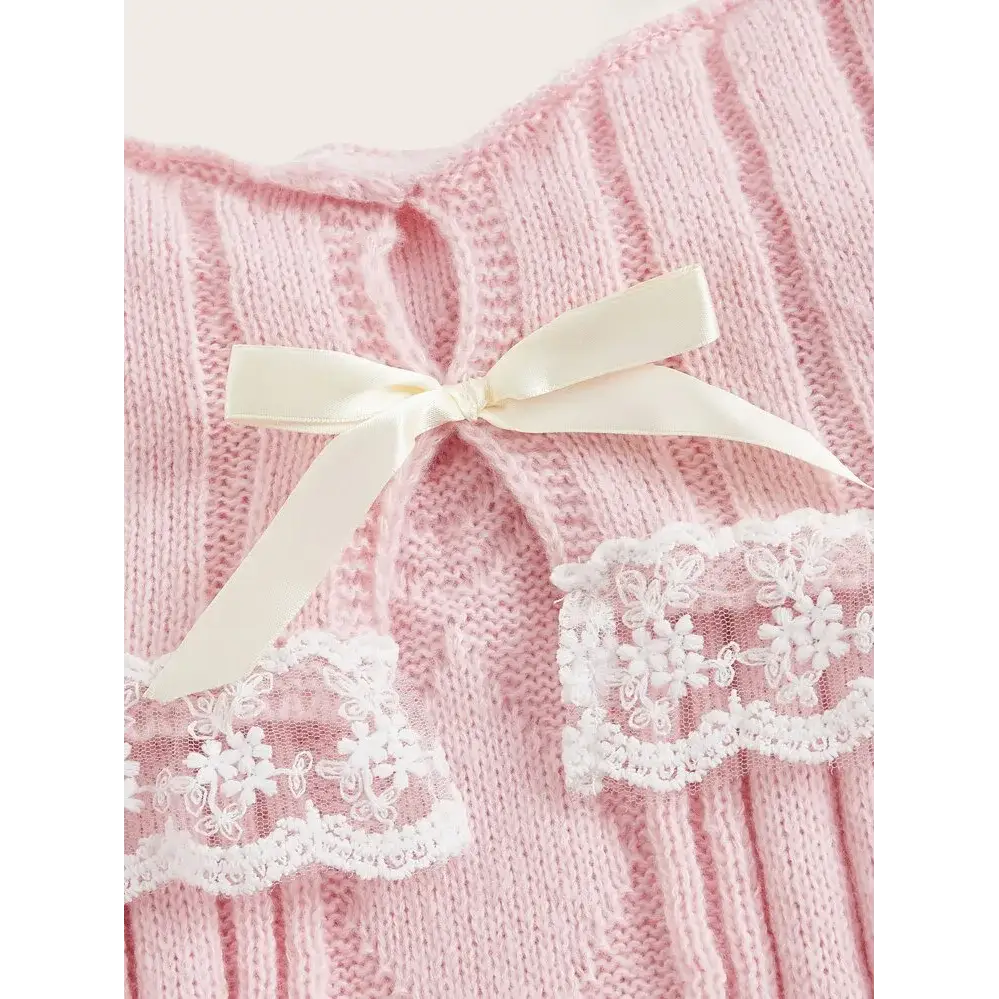 Pink Knit Princess Sweater with Off-the-Shoulder Design and Accents - sweater