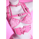 Pink Latex and Fur Harness Lingerie Set for Bold Bedroom Style - lingerie