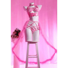 Pink Latex and Fur Harness Lingerie Set for Bold Bedroom Style - lingerie