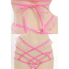 Pink Latex and Fur Harness Lingerie Set for Bold Bedroom Style - lingerie