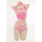 Pink Latex and Fur Harness Lingerie Set for Bold Bedroom Style - lingerie