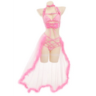 Pink Latex and Fur Harness Lingerie Set for Bold Bedroom Style - lingerie