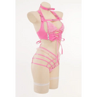 Pink Latex and Fur Harness Lingerie Set for Bold Bedroom Style - lingerie