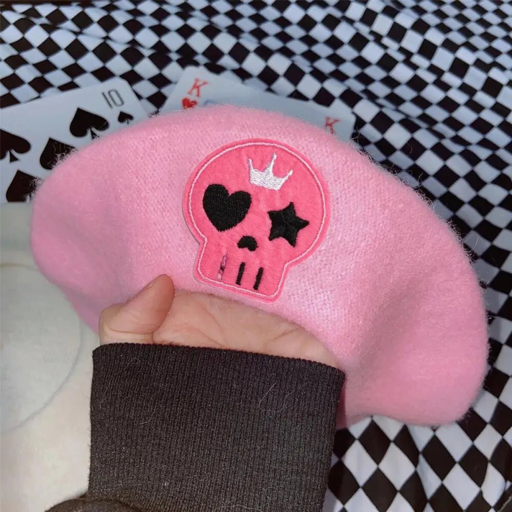 Pink Menhera Nurse Beret for Kawaii Fashion Enthusiasts - Cosparty