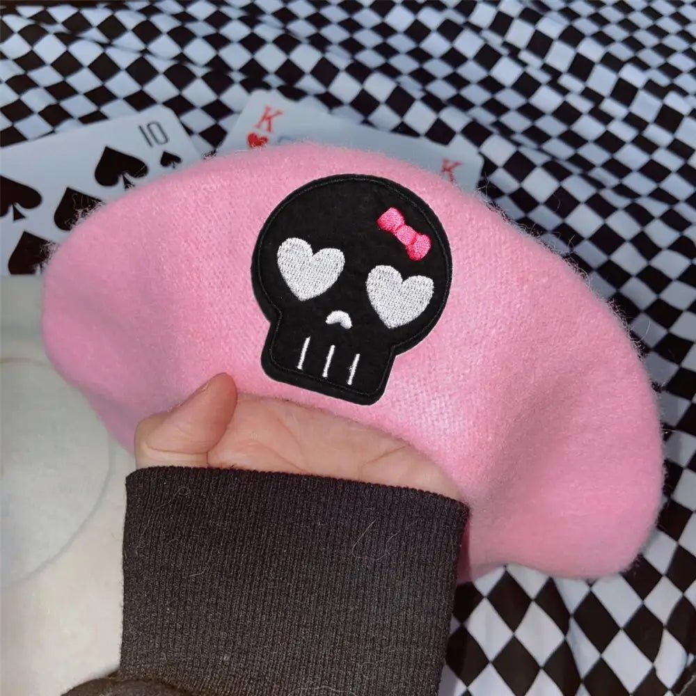 Pink Menhera Nurse Beret for Kawaii Fashion Enthusiasts - Cosparty