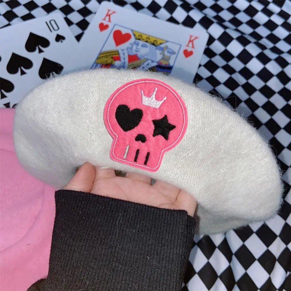 Pink Menhera Nurse Beret for Kawaii Fashion Enthusiasts - Cosparty