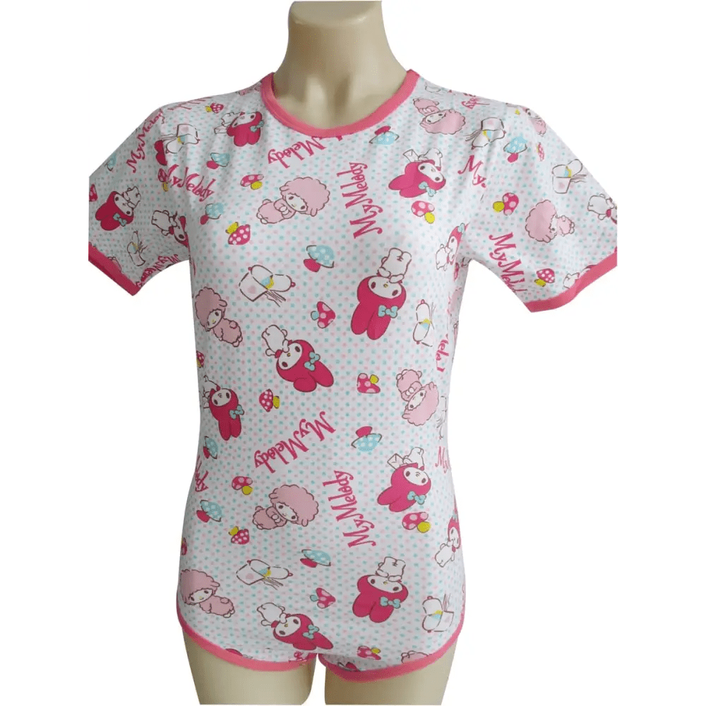 Pink My Melody Bunny Adult Onesie with Snap Crotch for Cozy Lounging - Cosparty