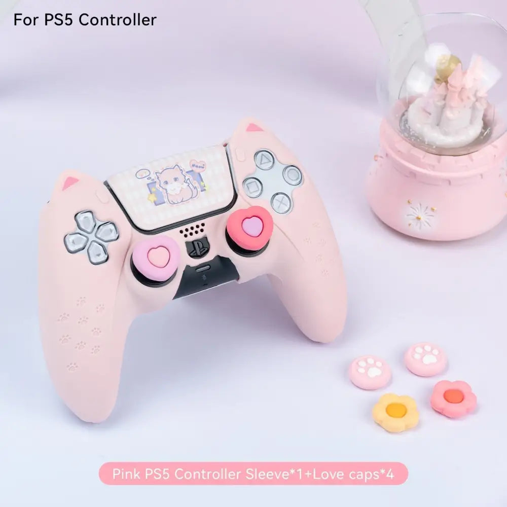 Pink neko ps5 & switch controller covers - controller cover - covers - nintendo