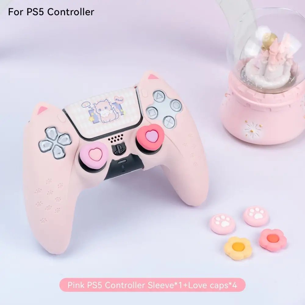 Pink Neko PS5 and Switch Controller Covers for Cute Gaming Style - Cosparty