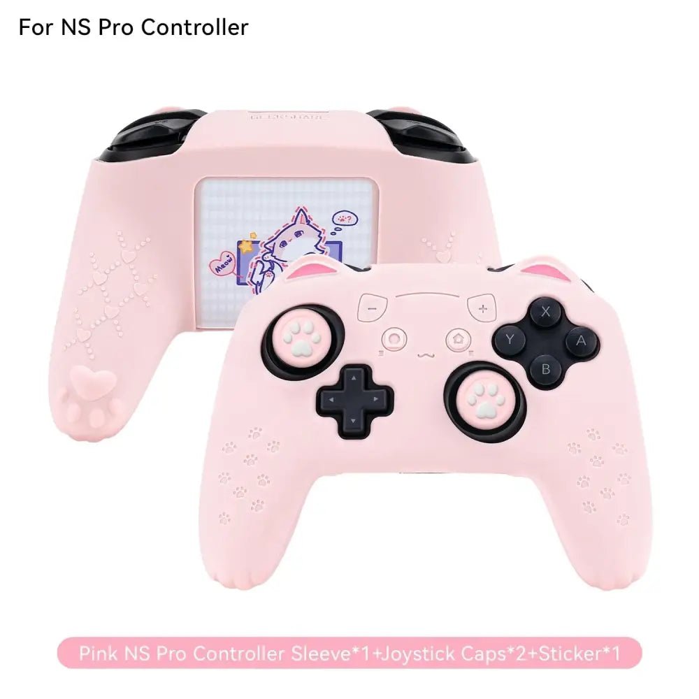 Pink Neko PS5 and Switch Controller Covers for Cute Gaming Style - Cosparty