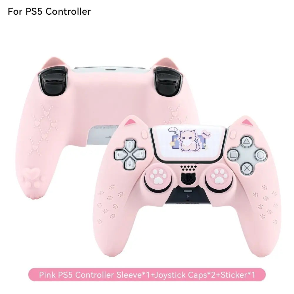 Pink neko ps5 & switch controller covers - controller cover - covers - nintendo