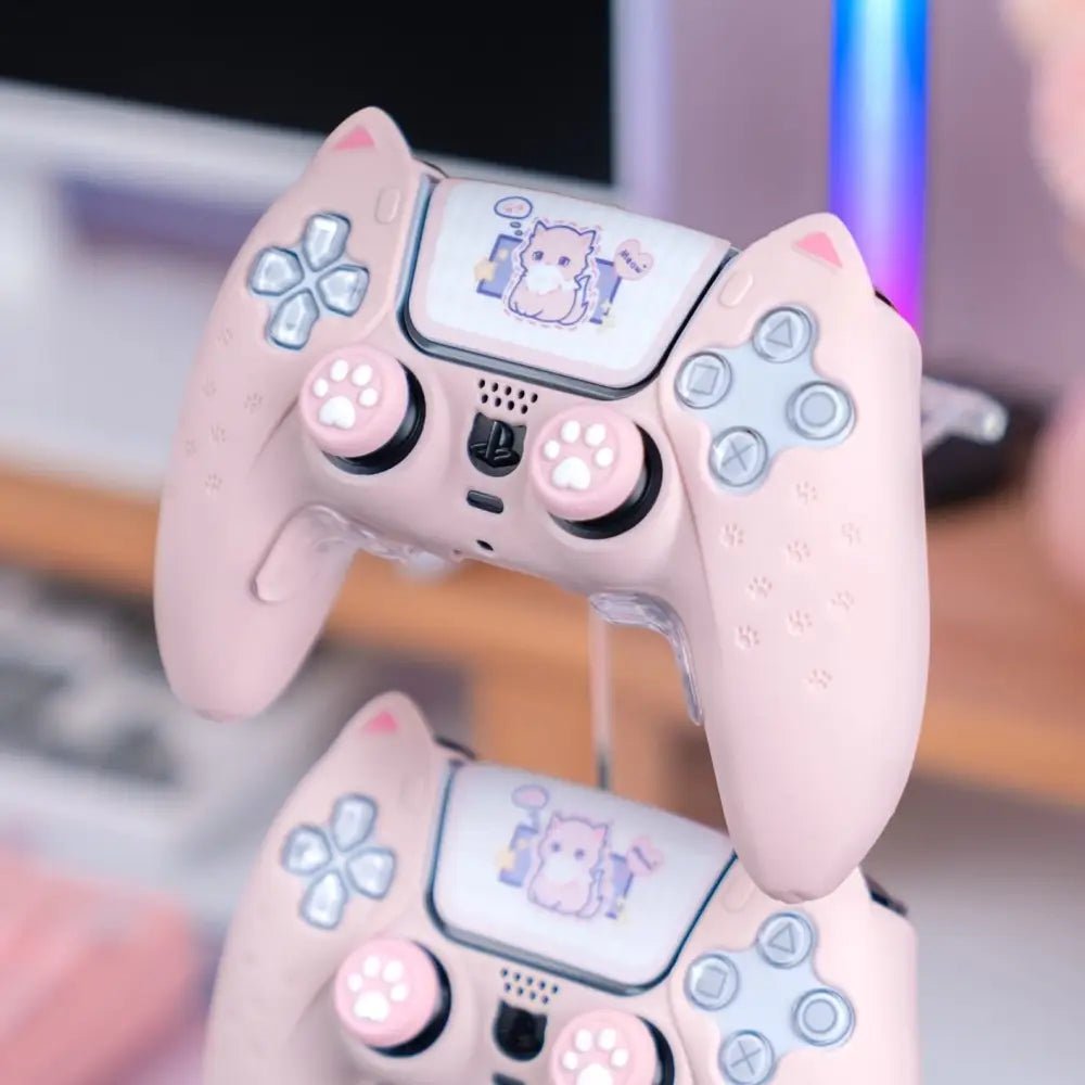 Pink Neko PS5 and Switch Controller Covers for Cute Gaming Style - Cosparty