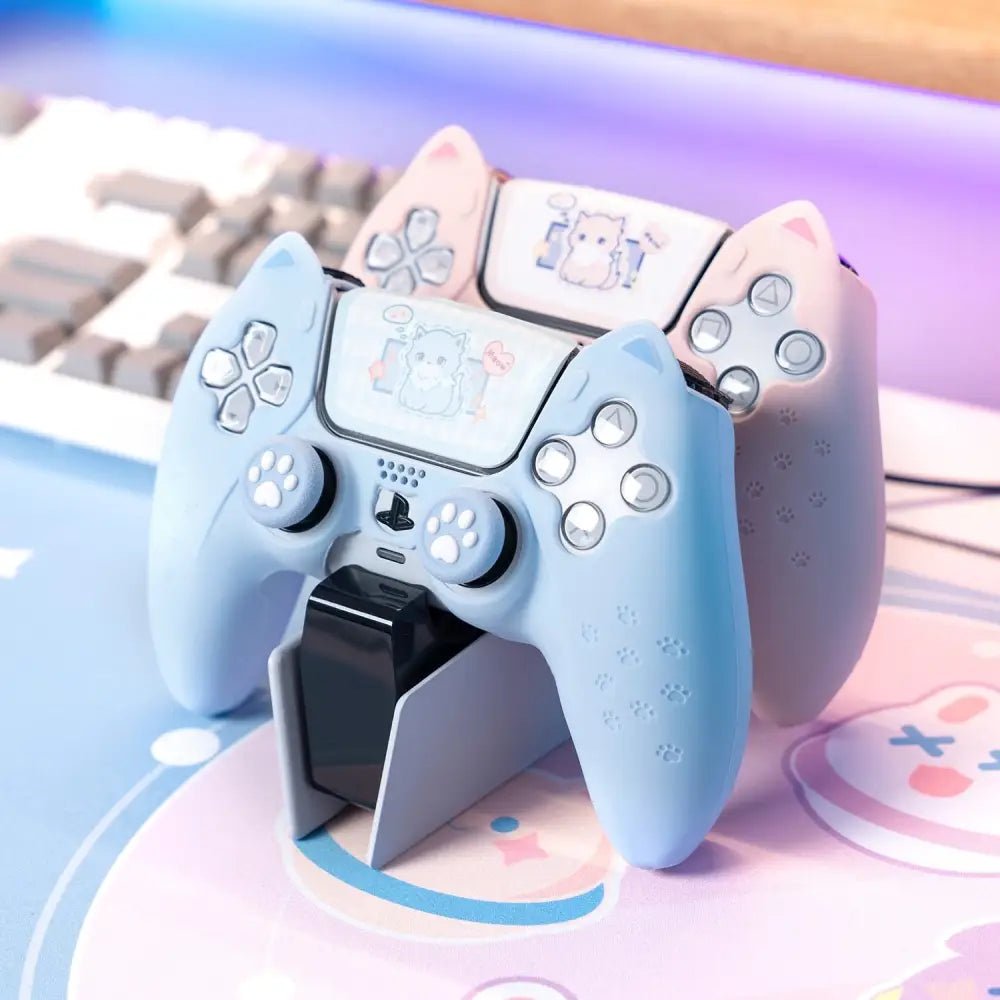 Pink Neko PS5 and Switch Controller Covers for Cute Gaming Style - Cosparty