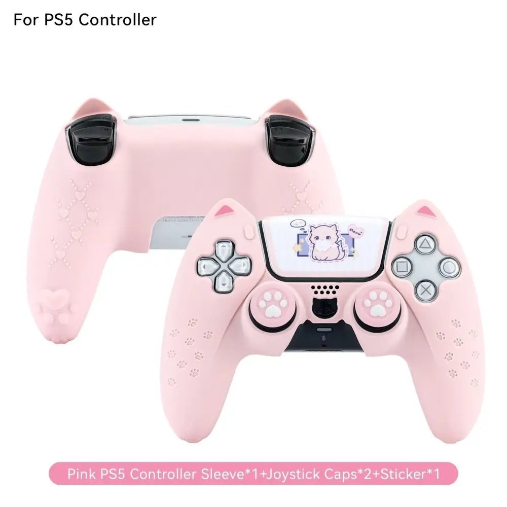 Pink Neko PS5 and Switch Controller Covers for Cute Gaming Style - Cosparty
