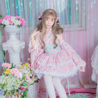 Pink or Blue Ruffled Lolita Kimono Dress with 55cm Skirt Length - dresses