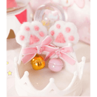 Pink Paw Print Hair Clips with Bow and Bell - Cosparty