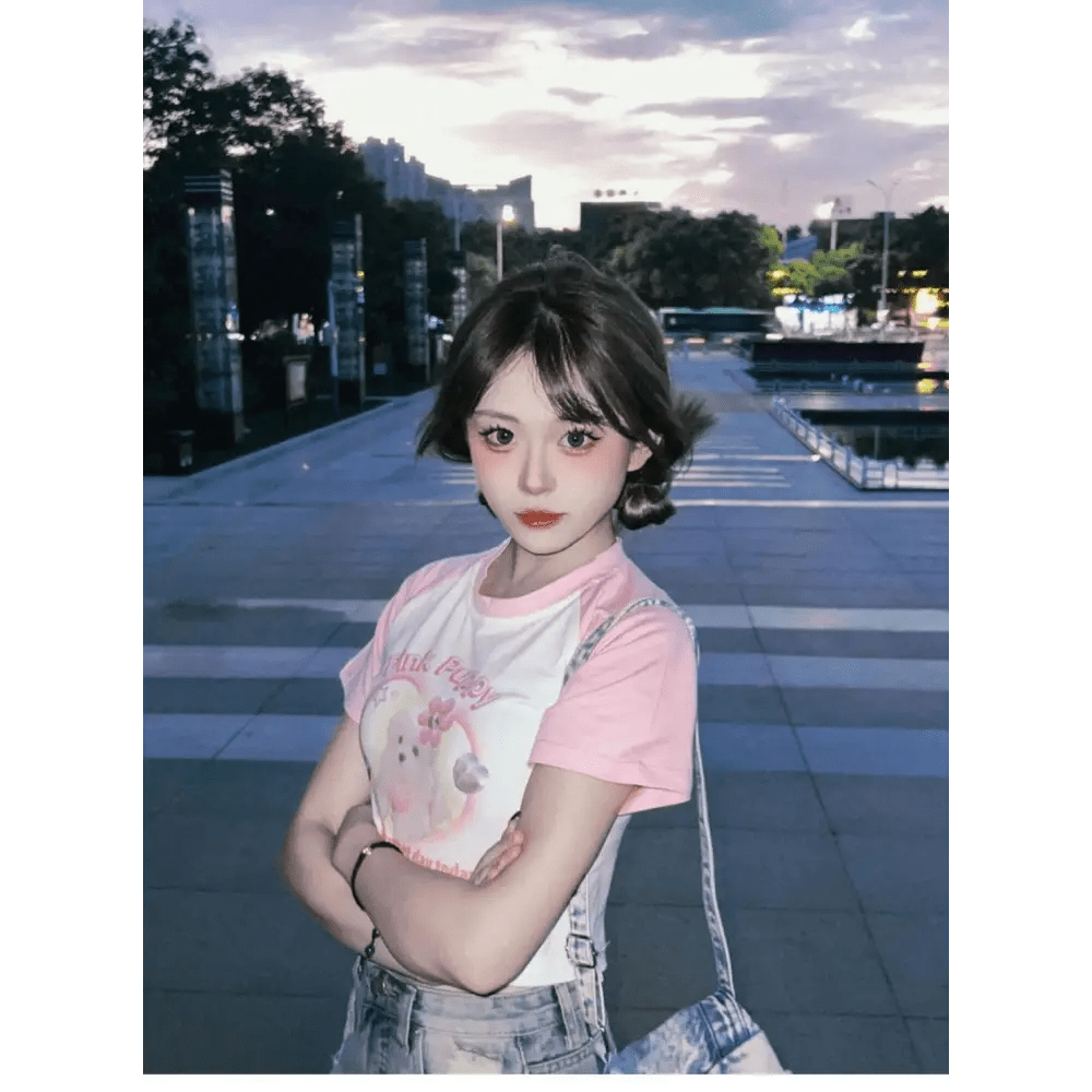 Pink Puppy Crop Top for Y2K Fashion Lovers - Cosparty