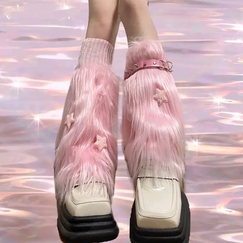 Pink Shaggy Fur Boot Covers for Dollcore and Barbie Inspired Outfits - Cosparty
