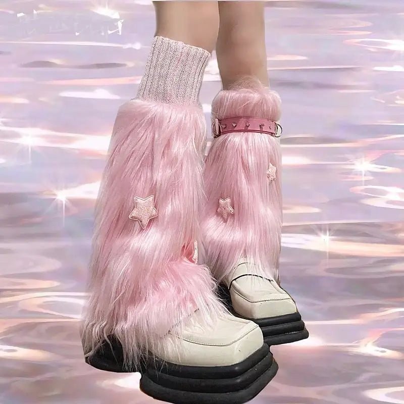 Pink Shaggy Fur Boot Covers for Dollcore and Barbie Inspired Outfits - Cosparty