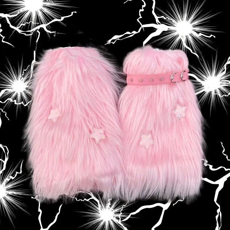 Pink Shaggy Fur Boot Covers for Dollcore and Barbie Inspired Outfits - Cosparty