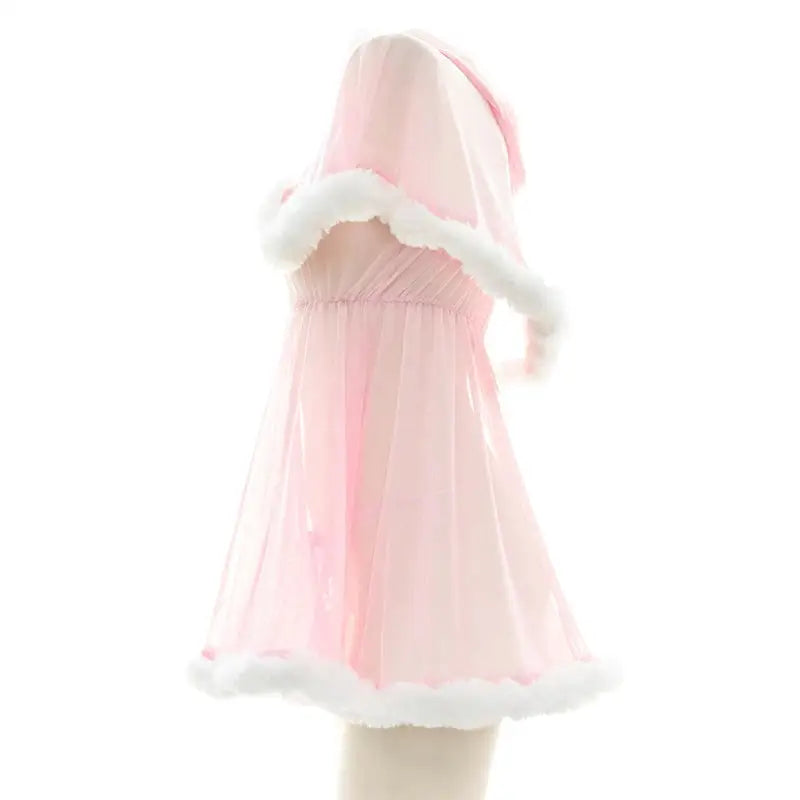 Pink Snow Princess Dress with Fur Trim and Matching Panties - dress