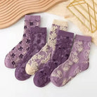 Pink Vintage Floral Socks for Kawaii and Fairycore Styles - Cosparty