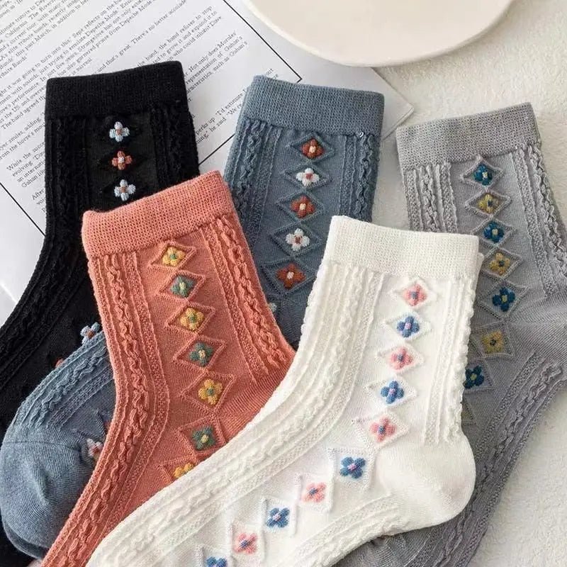 Pink Vintage Floral Socks for Kawaii and Fairycore Styles - Cosparty
