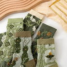 Pink Vintage Floral Socks for Kawaii and Fairycore Styles - Cosparty