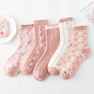Pink Vintage Floral Socks for Kawaii and Fairycore Styles - Cosparty