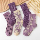 Pink Vintage Floral Socks for Kawaii and Fairycore Styles - Cosparty