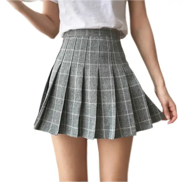 Plaid and Solid Color School Girl Skirt in Plus Sizes Org InStock 40cm Length - Cosparty