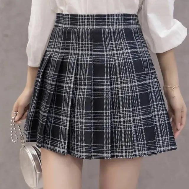 Plaid and Solid Color School Girl Skirt in Plus Sizes Org InStock 40cm Length - Cosparty