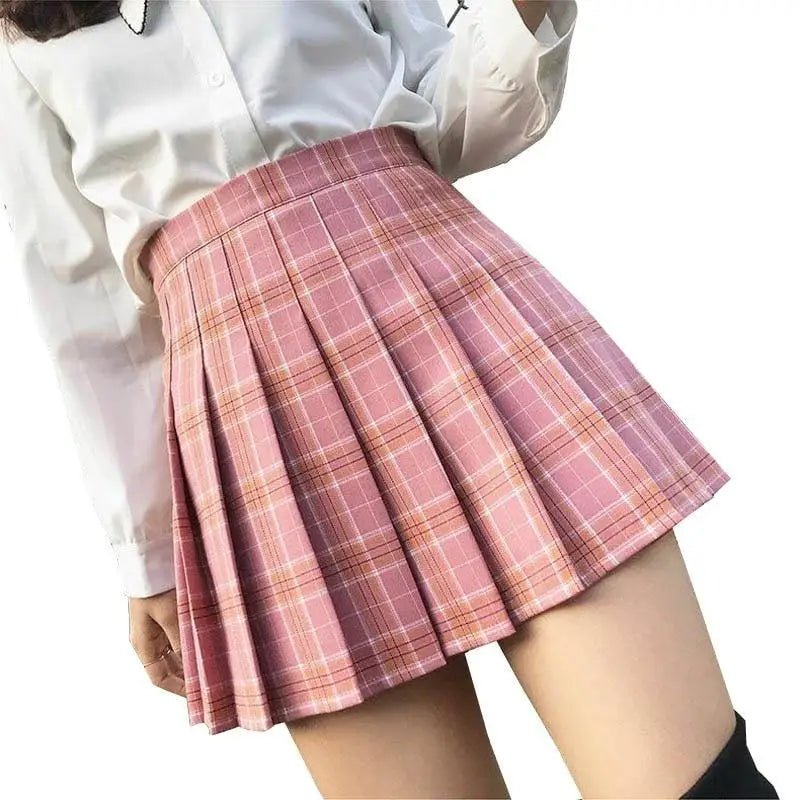 Plaid and Solid Color School Girl Skirt in Plus Sizes Org InStock 40cm Length - Cosparty