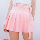 Pleated Buckled Skirt with Heart Design - Skirts