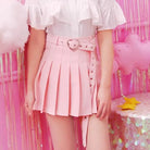Pleated Buckled Skirt with Heart Design - Cosparty