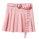 Pleated Buckled Skirt with Heart Design - Skirts