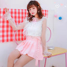 Pleated Buckled Skirt with Heart Design - Skirts