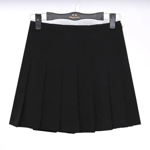 Pleated School Girl Skirt with Built - in Shorts for Chic Style - Cosparty