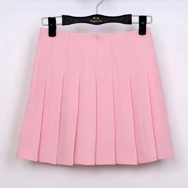 Pleated School Girl Skirt with Built-in Shorts for Chic Style - Skirts