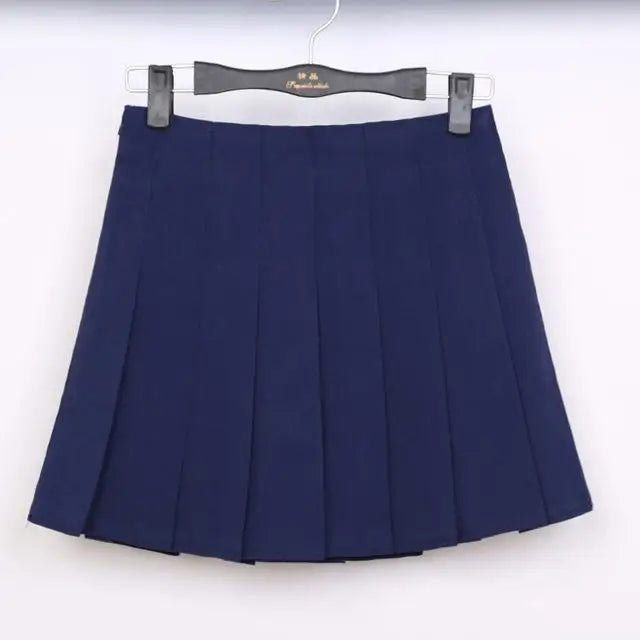 Pleated School Girl Skirt with Built-in Shorts for Chic Style - Skirts