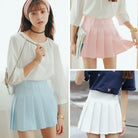 Pleated School Girl Skirt with Built-in Shorts for Chic Style - Skirts